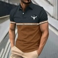thumbnail image 1 of Fznquz Summer Men's T Shirts Brown Collared Short Sleeve T-Shirt Casual 2025 Y2K Tees XXL, 1 of 5