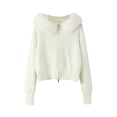 thumbnail image 1 of Fznquz Sweaters for Women 2025 Zip Up Long Sleeve Cardigans Fuzzy Soft White Winter Outfits, 1 of 2