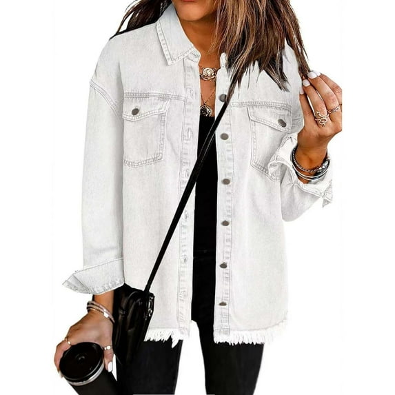 Fznquz Sweaters for Women Long Sleeve Casual Jacket Pockets 2025 Button Down White Fashion