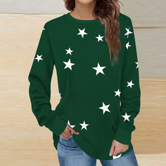 Fznquz Sweatshirts for Women Green Winter Long Sleeve Crewneck Pullover Tops 2025 Casual Loose Fit Tops