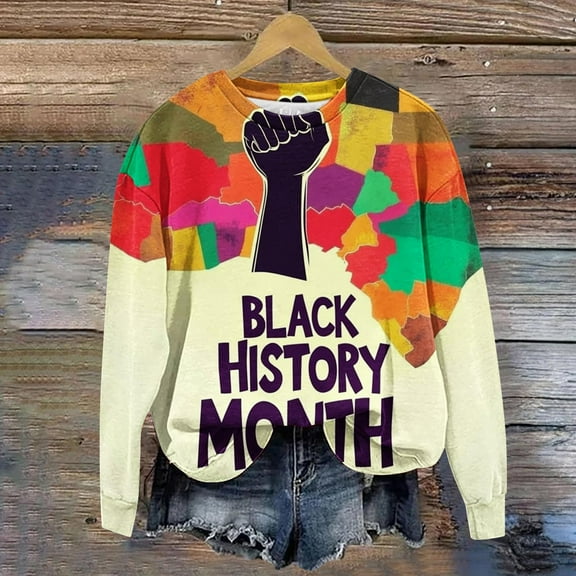 Fznquz Sweatshirts for Women Pullover Fashion Long Sleeve Sweatshirt Crewneck Casual Black History Spring Beige Sweatshirt