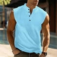 thumbnail image 1 of Fznquz Tees for Men Workout Sleeveless Tops Plain Summer Henley Tank Shirts, 1 of 6