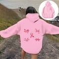 thumbnail image 1 of Fznquz Trendy Plus Size Tops for Women Fashion Pink Breast Cancer Hoodies 2025 Drawstring Graphic Womens Tshirt, 1 of 5