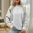 thumbnail image 1 of Fznquz Trendy Sweat Shirts for Women Pullover Crewneck Sweatshirt White Long Sleeve Pleated Polka Dot Fall Outfits, 1 of 5