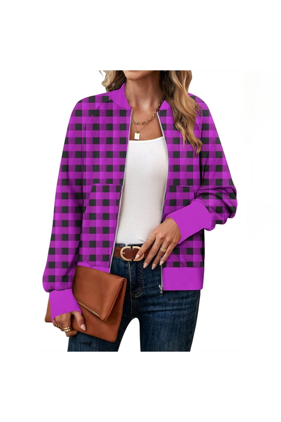 Trendy Womens Blouses Dressy Casual Purple Zip Up Shirts Fall Long Sleeve Womens Spring Fashion,XL