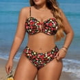 thumbnail image 1 of Fznquz Tummy Control 2 Piece Swimsuit for Women Plus Size High Waisted Swim Suits Cutout Tie Back Floral Bathing Suit,XXXXL, 1 of 7