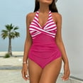 thumbnail image 1 of Fznquz Tummy Control Women's One Piece Swimsuit Bathing Suits V Neck Slimming Back Tie Knot Halter Swimsuits, 1 of 5