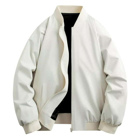 Fznquz White Men Jacket Under $5 Lightweight Windbreaker Casual Stylish Plain Atheletic Full Zip Men's Coat XXXL