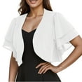 thumbnail image 1 of Fznquz White Oversized Sweaters for Women Bolero Shrugs Lightweight Cardigan Open Front Formal Ruffle Sleeve Womens Clothes, 1 of 2