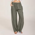 thumbnail image 1 of Fznquz Wide Leg Relaxed Fit Cotton Linen Pants for Women Full Length Drawstring,L, 1 of 5