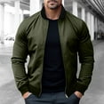 thumbnail image 1 of Fznquz Windbreaker Fall Jackets for Men Green Cotton Full Zip Jacket Solid Color Lightweight Mens Coats Big and Tall XL, 1 of 6