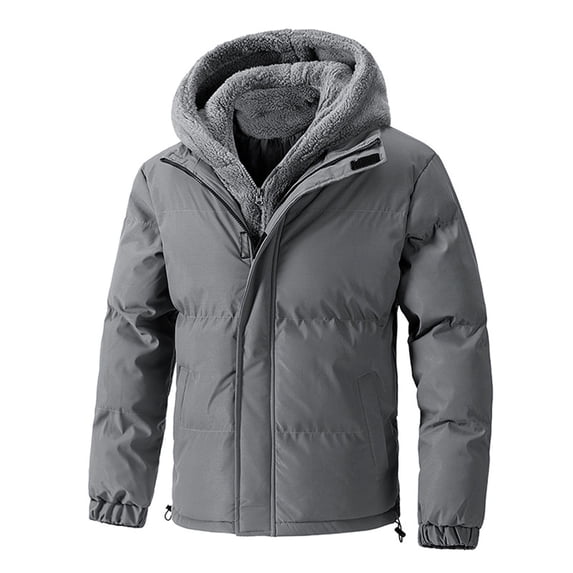 Fznquz Winter Mens Jackets Gray Puffer Casual Stylish Quilted Zip Up Warm Mens Coats Winter XXXXL