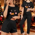 thumbnail image 1 of Fznquz Winter Women Pajama Sets Christmas Soft Sleepwear Short Sleeve Tops and Shorts Pants Casual 3 Piece Lounge Sets, 1 of 8