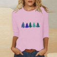thumbnail image 1 of Fznquz Winter Women Shirts Pink 3/4 Sleeve Casual Shirts Christmas 2025 Crewneck Tees,XXL, 1 of 5
