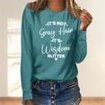thumbnail image 1 of Fznquz Winter Womens Sweatshirts Casual Long Sleeve Green Sweatshirts Loose Fit Crewneck Letters Print Pullover Tops, 1 of 4