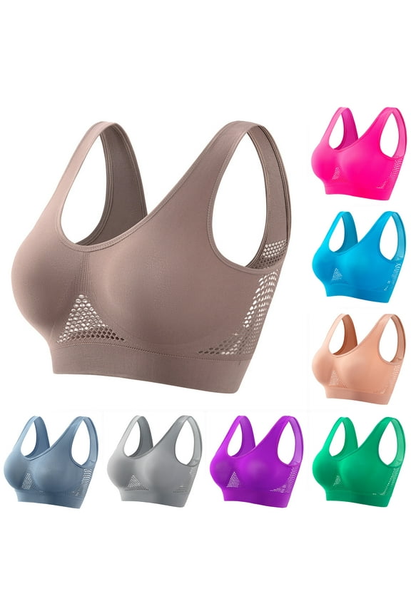 Wirefree Womens Sports Bras Seamless Bra Brown High Support Yoga Sports Bras