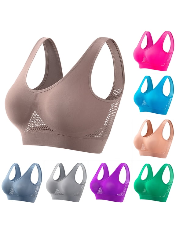 Wirefree Womens Sports Bras Seamless Bra Brown High Support Yoga Sports Bras