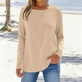 thumbnail image 1 of Fznquz Women Blouses Plain Crewneck Beige Shirts Long Sleeve Casual 2025 Womens Shirt, 1 of 5