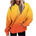thumbnail image 1 of Fznquz Women Blouses for Work Crewneck Hooded Drawstring Orange Sweatshirt Long Sleeve Casual Gradient Women Tshirts, 1 of 4