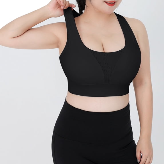 Fznquz Women Sports Bra Cross Back Yoga Longline Crop Top High Support Bras