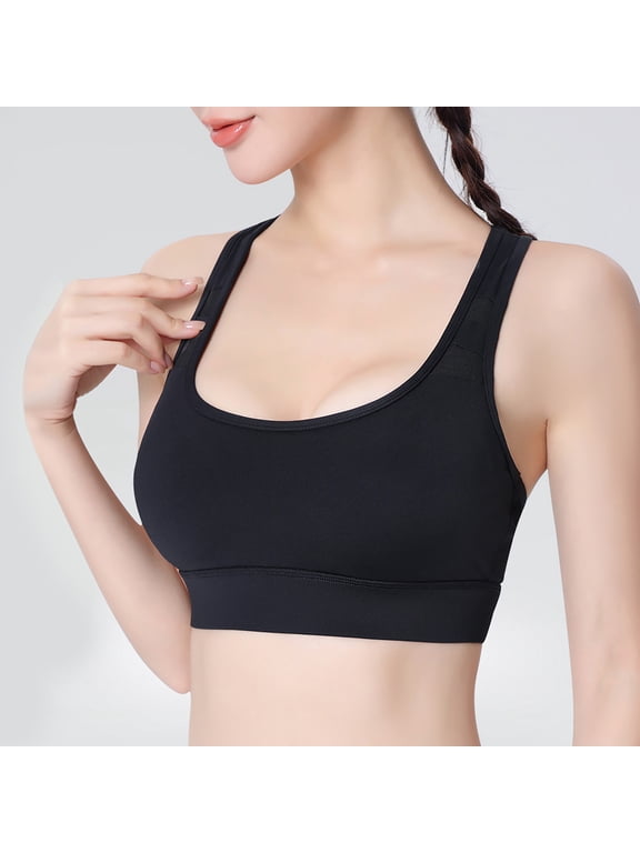 Women Sports Bra Yoga Workout Scoop Neck High Support Quick Dry Bra