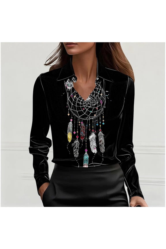 Women Top Graphic Satin Cowl Neck Shirts Dressy Fall Casual Women's Spring Fashion,L