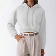 thumbnail image 1 of Fznquz Women's Long Sleeve Tops Pullover Plain Crop White Hoodie Drawstring Casual Trendy Shirts for Teens Girls, 1 of 4