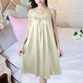 thumbnail image 1 of Fznquz Women's Nightgowns Satin Mini Lounge Sleep Dress Casual Loose Plain Beige Nighty, 1 of 4