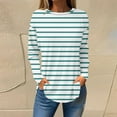 thumbnail image 1 of Fznquz Women's Sweatshirts Pullover Casual Long Sleeve Tunics Loose Fit Blue Oversized Striped Womens Fall Clothing, 1 of 5
