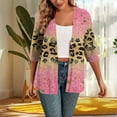 thumbnail image 1 of Fznquz Womens Cardigans Lightweight Pink Cardigan Sweaters Open Front 3/4 Sleeve Leopard Print Blouse, 1 of 4