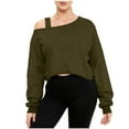 thumbnail image 1 of Fznquz Womens Casual Tops Trendy Green Off Shoulder Plain T-Shirt Cold Shoulder Loose Crop T Shirts,M, 1 of 7