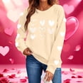 thumbnail image 1 of Fznquz Womens Crewneck Sweatshirt Love Print Valentines Outfit Fashion Beige Oversized Cute Blouses M, 1 of 8