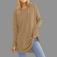 thumbnail image 1 of Fznquz Womens Dressy Blouses Plain Yellow Tunic Crewneck Tee Shirts Casual Long Sleeve Solid Women's Tee Shirts, 1 of 6