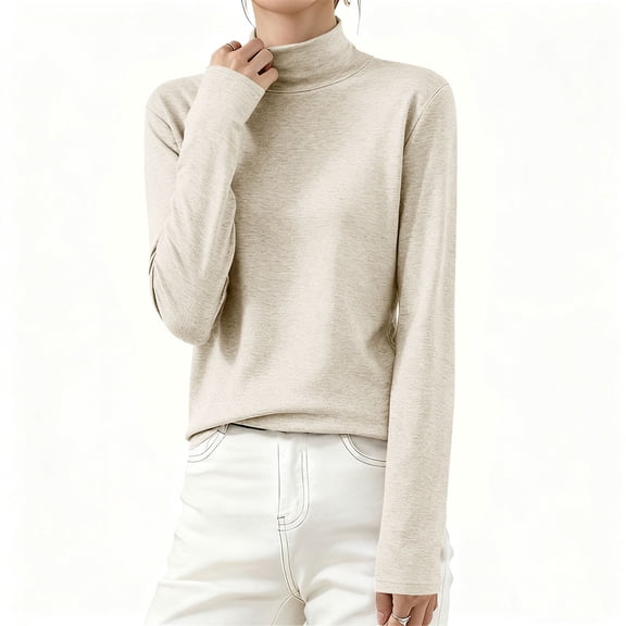 Fznquz Womens Fall Tops Beige Crewneck Plain Tee Long Sleeve Soft Spring Womens Tee,XXXL