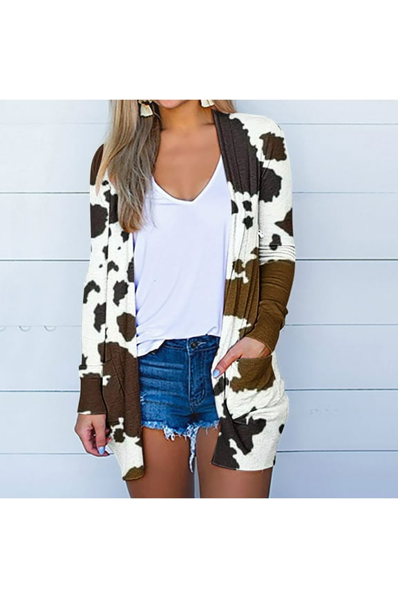 Womens Lightweight Cardigan 2025 Trendy Sweaters Open Front Fall Brown Loose Womens Tops