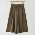 thumbnail image 1 of Fznquz Womens Pants Cropped Elastic Waist Casual Pants Flowy Drawstring Wide Leg Brown Clothes XL, 1 of 4