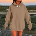 thumbnail image 1 of Fznquz Womens Plus Size Blouses Plain Fashion Brown Drawstring Hoodie Fall Casual Solid Women Clothing, 1 of 5