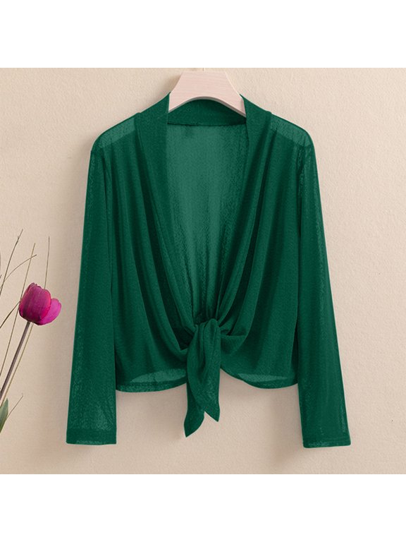 Womens Sweater Plain Long Sleeve Open Front Cardigan Sweater Green Fall Soft Loose Fit Jackets