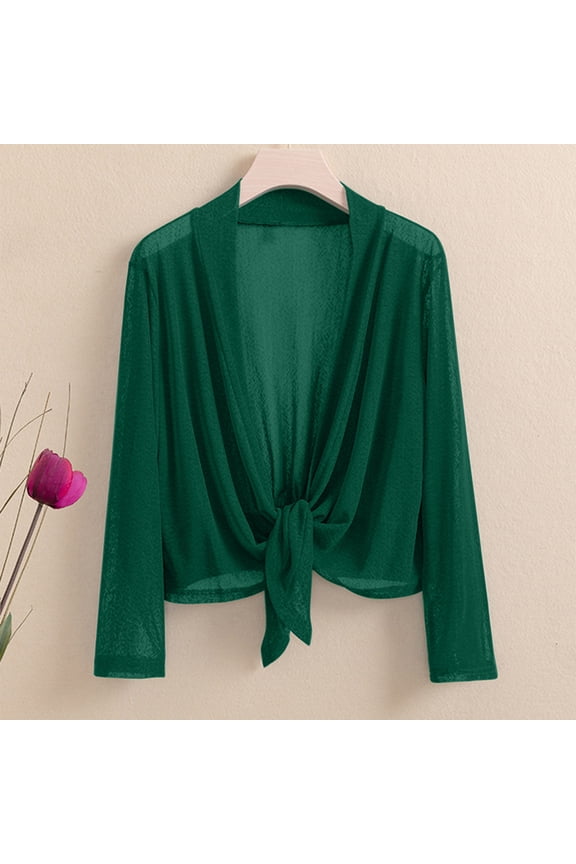 Womens Sweater Plain Long Sleeve Open Front Cardigan Sweater Green Fall Soft Loose Fit Jackets