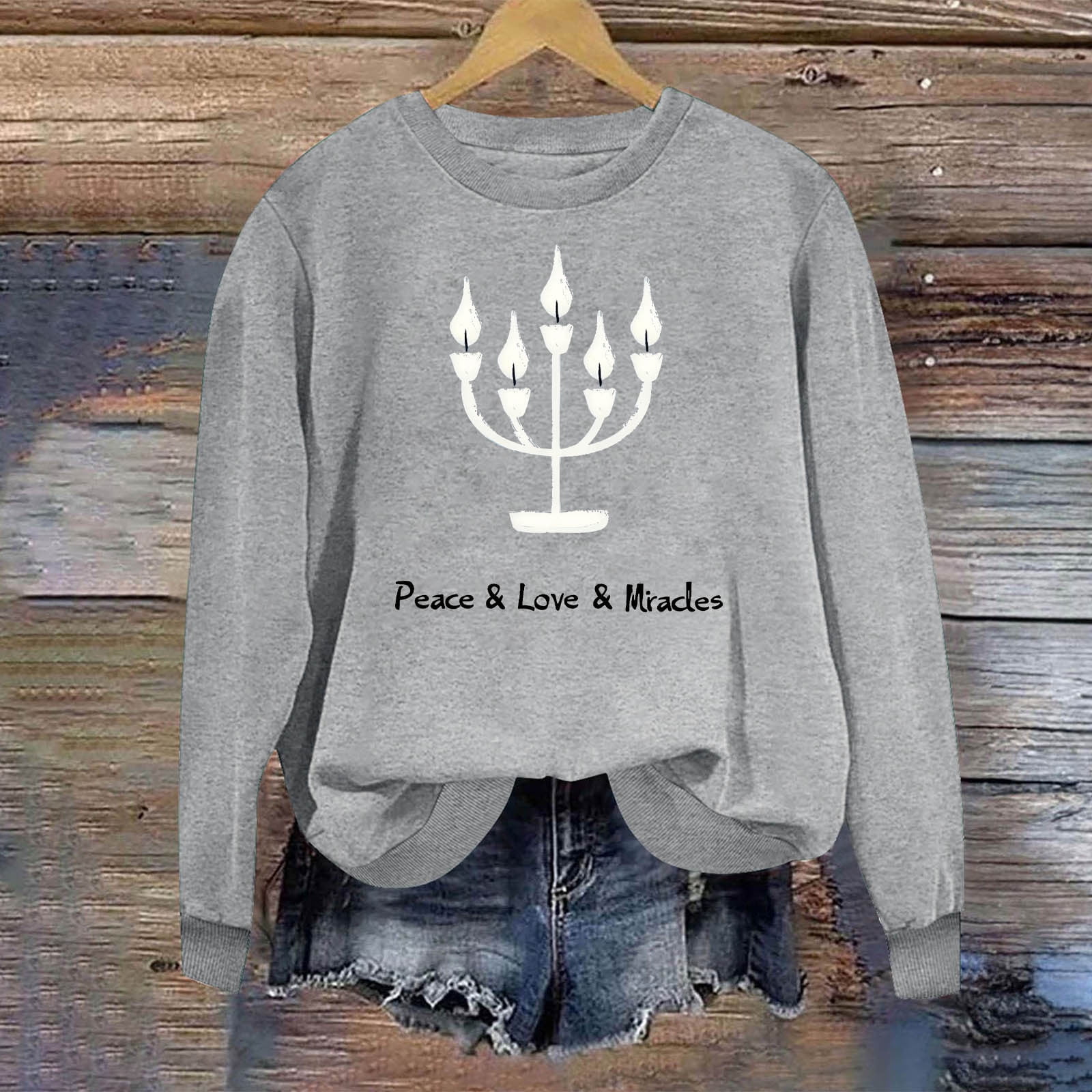 Fznquz Womens Sweatshirt Plus Size Fashion Gray Pullover Sweatshirts
