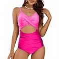 thumbnail image 1 of Fznquz Womens Swimsuits One Piece 2026 Tummy Control Bathing Suits Tie Back Cutout Slimming Crisscross Bathing Suits, 1 of 7