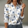 thumbnail image 1 of Fznquz Womens Tops Trendy Dressy Casual Floral Button Down Shirts Blue Fall Long Sleeve Collared Women Clothing, 1 of 5