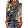 thumbnail image 1 of Fznquz Yellow Women Tee Shirts Loose Fit 3/4 Sleeve Crew Neck Tees Graphic Button Casual Tee,M, 1 of 7