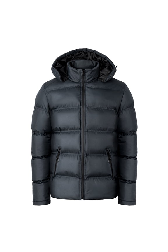 Zip Up Jackets for Men Quilted Gray Puffer Down Jacket Heavy Warm Hooded Coat Men M