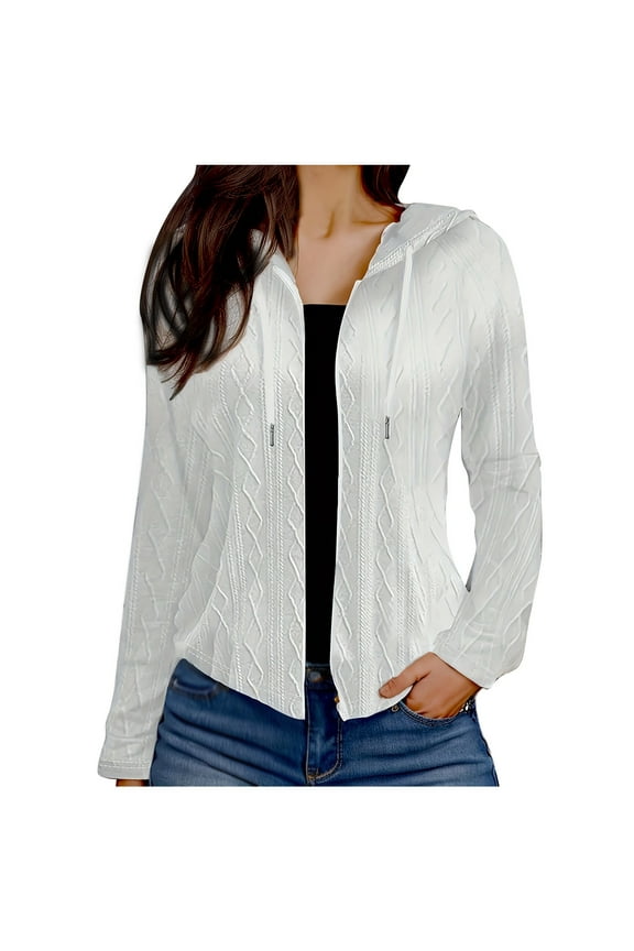 Zip Up Womens Hoodies Plus Size White Cotton Sweatshirt Oversized Plain Long Sleeve Drawstring Clothes