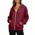 thumbnail image 1 of Fznquz Zip Up Womens Work Blouse Plain Casual Hoodies Red Fall Workout Winter Womens Tees, 1 of 7