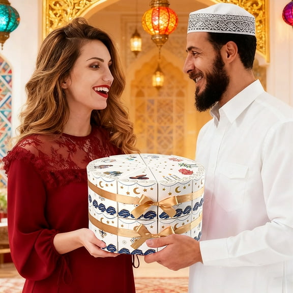 Fzsteel 10 Pack Triangle Cake Shape Gift Boxes For Eid & Christmas, High-Grade Paper Sturdy Structure, 22x22x7.5cm/8.6x8.6x2.9in, Multipurpose Snack Storage & Party Favor Containers