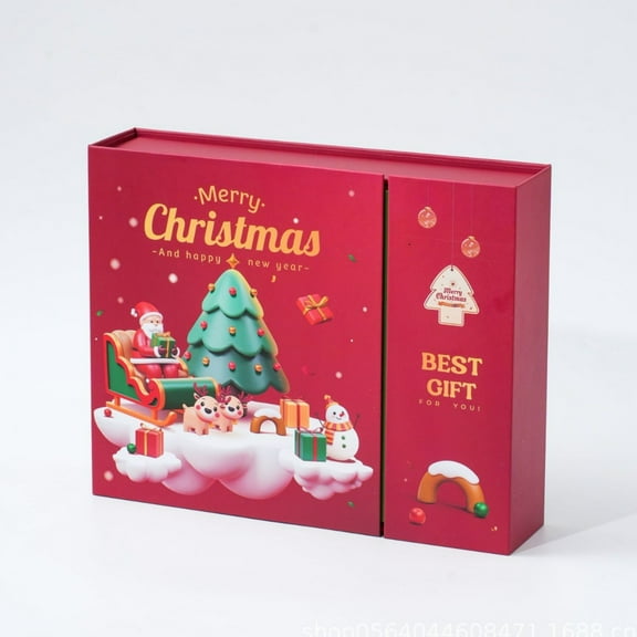 Fzsteel 12 Days Christmas Advent Calendar Box Empty Countdown Gift Packaging with Festive Design for Holiday Surprises and Celebrations