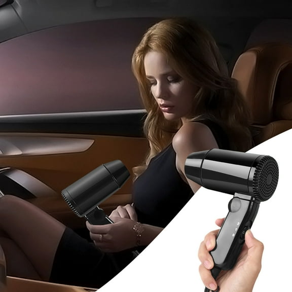 Fzsteel 12V 3-Speed ABS Car Hair Dryer with Foldable Handle, 1.5m Cord & Lighter Power Supply for Window Defogging/Hair Styling