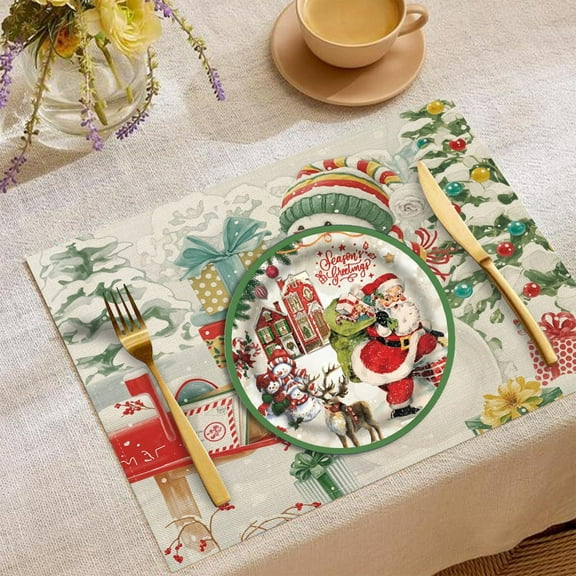 Fzsteel 16-Piece Christmas Disposable Paper Plates Set for Holiday Parties, 9x9in and 7x7in Durable Tableware with Festive Santa and Snowflake Designs for Cheerful Celebrations